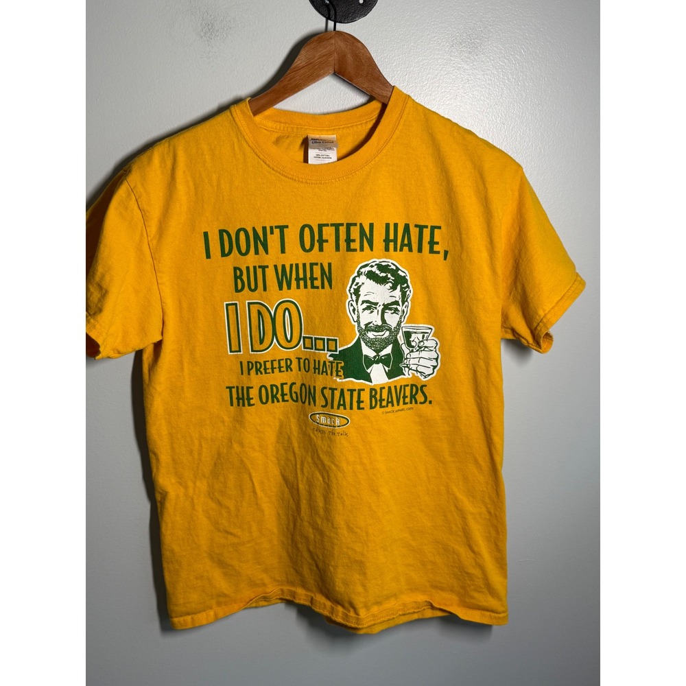 Smack Apparel Oregon Ducks Hate Oregon State Beavers Rivalry T-Shirt Yellow M